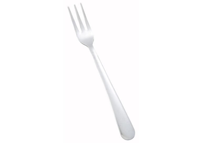 Silver fork with three tines, isolated on a white background